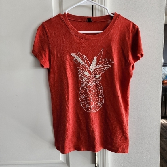 J. Crew Embroidered Pineapple Tee. - Picture 2 of 6